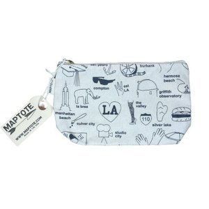 Maptotes Los Angeles Zip Pouch White Cosmetic Bag